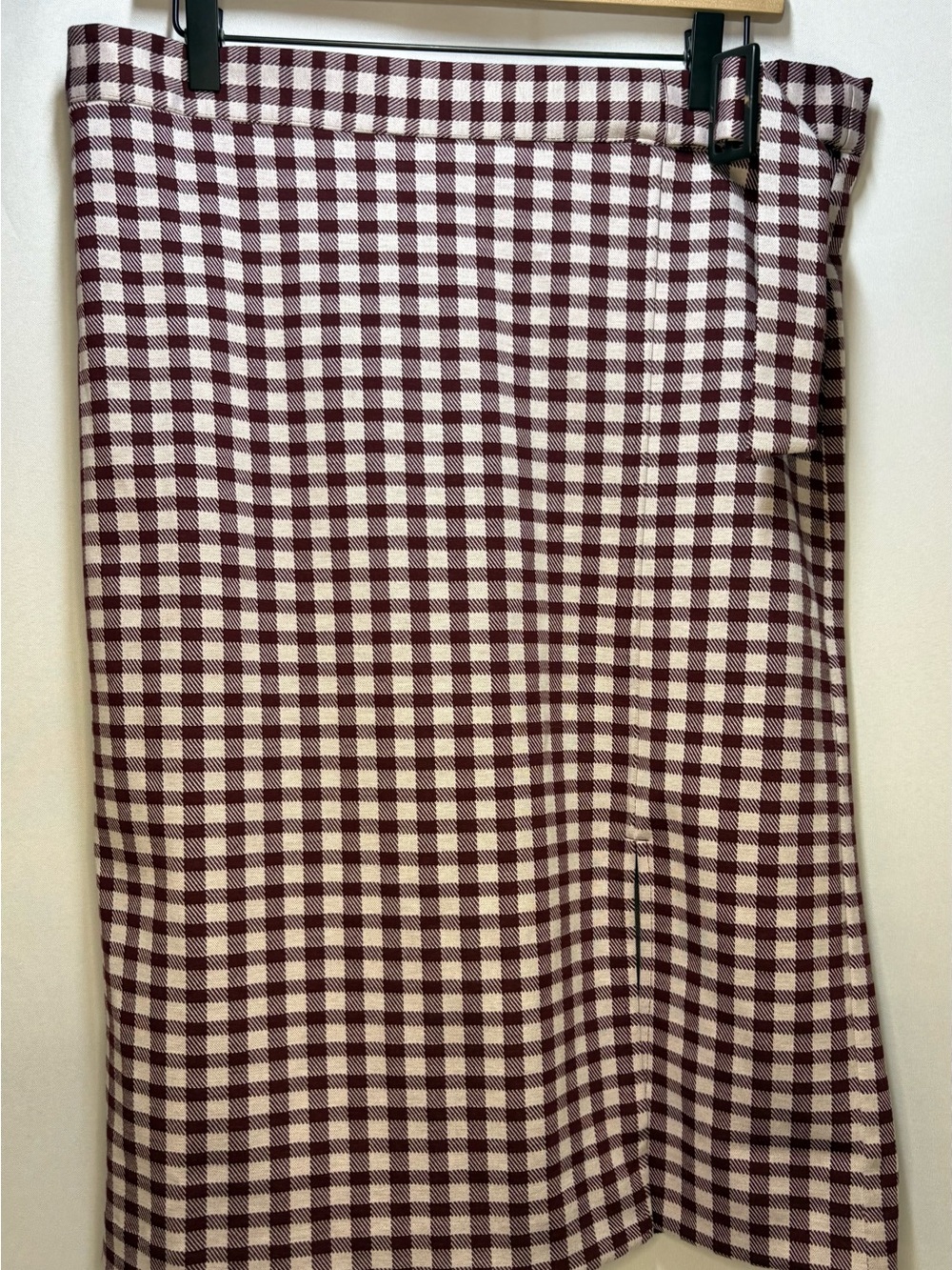 Ann Taylor Factory Petite Burgundy Gingham Pencil Skirt 12P
